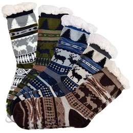 Haussocken Herren Httensocken mit ABS Stoppersohle (1-Paar) Httenschuhe, Wolkenfutter, dicke sehr warme geftterte Socken