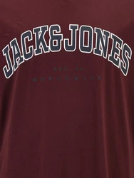 Jack & Jones T-Shirt JJECALEB VARSITY TEE SS O-NECK NOOS Dunkelrot/Bordeaux