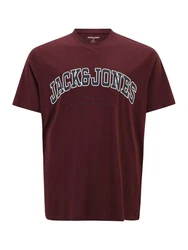 Jack & Jones T-Shirt JJECALEB VARSITY TEE SS O-NECK NOOS Dunkelrot/Bordeaux