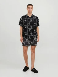 JACK & JONES Hemd JJLuke Ocean Resort schwarz/weiß