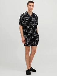 JACK & JONES Hemd JJLuke Ocean Resort schwarz/weiß