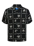 JACK & JONES Hemd JJLuke Ocean Resort schwarz/weiß