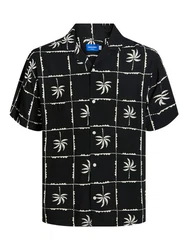 JACK & JONES Hemd JJLuke Ocean Resort schwarz/weiß