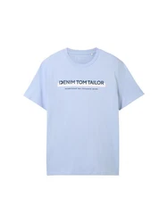 TOM TAILOR DENIM T-Shirt mit Logo-Print Blau/Hellblau
