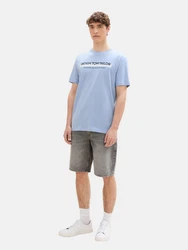 TOM TAILOR DENIM T-Shirt mit Logo-Print Blau/Hellblau