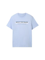 TOM TAILOR DENIM T-Shirt mit Logo-Print Blau/Hellblau