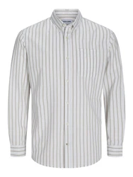 Jack & Jones Langarmhemd Grau/Hellgrau/Weiß
