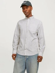 Jack & Jones Langarmhemd Grau/Hellgrau/Weiß