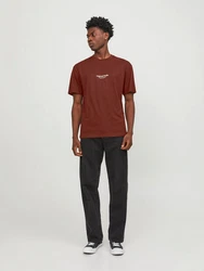 JACK & JONES T-Shirt JORVesterbro kastanienbraun / wei