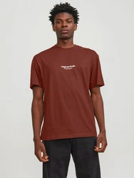 JACK & JONES T-Shirt JORVesterbro kastanienbraun / wei