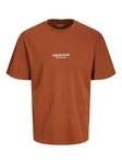 JACK & JONES T-Shirt JORVesterbro kastanienbraun / wei