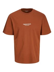 JACK & JONES T-Shirt JORVesterbro kastanienbraun / wei