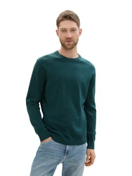 TOM TAILOR Strickpullover Basic Crewneck Knit smaragd