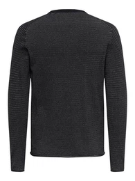 Strickpullover Pullover Rundhals Langarm Sweater 7819 in Dunkelblau