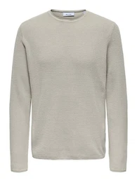 Strickpullover Pullover Langarm Rundhals Baumwolle Bequem 7769 in Beige-2
