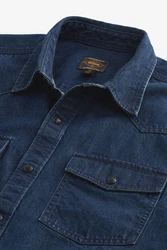 Next Kurzarmhemd im Western-Stil Blau/Dunkelblau/Hellblau