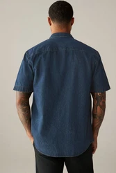 Next Kurzarmhemd im Western-Stil Blau/Dunkelblau/Hellblau