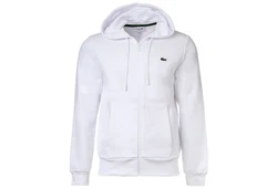 Lacoste Sweatshirt Sweatjacke mit Kapuze Weiß/Creme/Grau