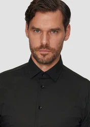 s.Oliver BLACK LABEL Langarmhemd Tailored Fit Businesshemd Schwarz