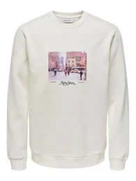 Sweatshirt Sweatshirt mit Print Rundhals langarmig lssig 7844 in Wei