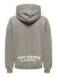 ONLY & SONS Hoodie Pullover Kapuze druck Känguru Tasche locker (7845) Grau (7845)