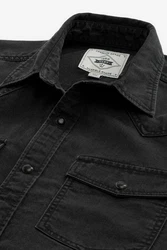Next Kurzarmhemd im Western-Stil Schwarz/Dunkelgrau/Grau