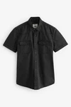 Next Kurzarmhemd im Western-Stil Schwarz/Dunkelgrau/Grau