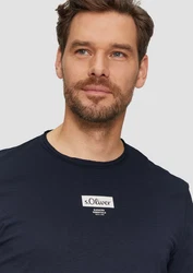 s.Oliver Langarmshirt Logo-Shirt Dunkelblau