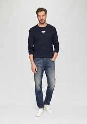 s.Oliver Langarmshirt Logo-Shirt Dunkelblau