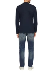s.Oliver Langarmshirt Logo-Shirt Dunkelblau