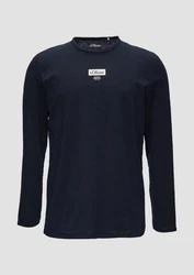 s.Oliver Langarmshirt Logo-Shirt Dunkelblau
