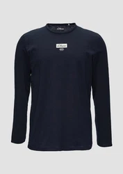 s.Oliver Langarmshirt Logo-Shirt Dunkelblau