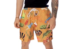 The Dudes Badeshorts Treasure Trail Beige/Orange/Gelb/Braun