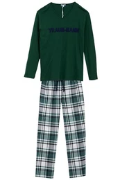 Schlafanzug Pyjama Herren - TRAUMMANN LANG - tanne/wei
