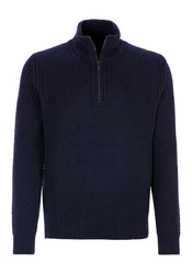 BOSS ORANGE Strickpullover Kurano mit Stehkragen Dunkelblau/Blau