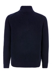 BOSS ORANGE Strickpullover Kurano mit Stehkragen Dunkelblau/Blau