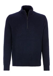 BOSS ORANGE Strickpullover Kurano mit Stehkragen Dunkelblau/Blau