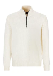 BOSS ORANGE Strickpullover Kurano mit Stehkragen Creme/Gelb/Weiß/Orange/Beige