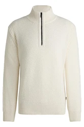 BOSS ORANGE Strickpullover Kurano mit Stehkragen Creme/Gelb/Weiß/Orange/Beige
