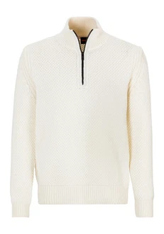 BOSS ORANGE Strickpullover Kurano mit Stehkragen Creme/Gelb/Weiß/Orange/Beige