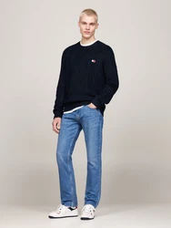 Tommy Jeans Sweatshirt TJM SLIM CABLE KNIT CNECK Rosa/Dunkelblau/Rot