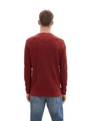 TOM TAILOR Strickpullover Rundhals burgunderrot/dunkelrot melange