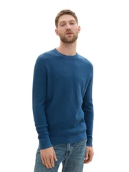 TOM TAILOR Strickpullover Rundhals Blau/Hellblau/Grau