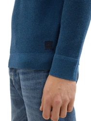 TOM TAILOR Strickpullover Rundhals Blau/Hellblau/Grau