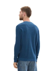 TOM TAILOR Strickpullover Rundhals Blau/Hellblau/Grau