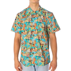 King Kerosin Kurzarmhemd Hemd 50s Vacation blau