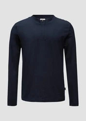 s.Oliver BLACK LABEL Langarmshirt mit Reißverschluss Dunkelblau