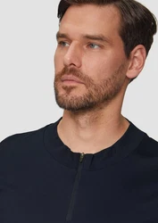s.Oliver BLACK LABEL Langarmshirt mit Reißverschluss Dunkelblau