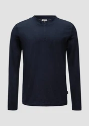 s.Oliver BLACK LABEL Langarmshirt mit Reißverschluss Dunkelblau