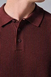 Next Polokragenpullover Regular Fit Rippstrick-Polohemd Dunkelrot/Braun/Rot/Bordeaux